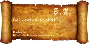 Balkovics Niobé névjegykártya